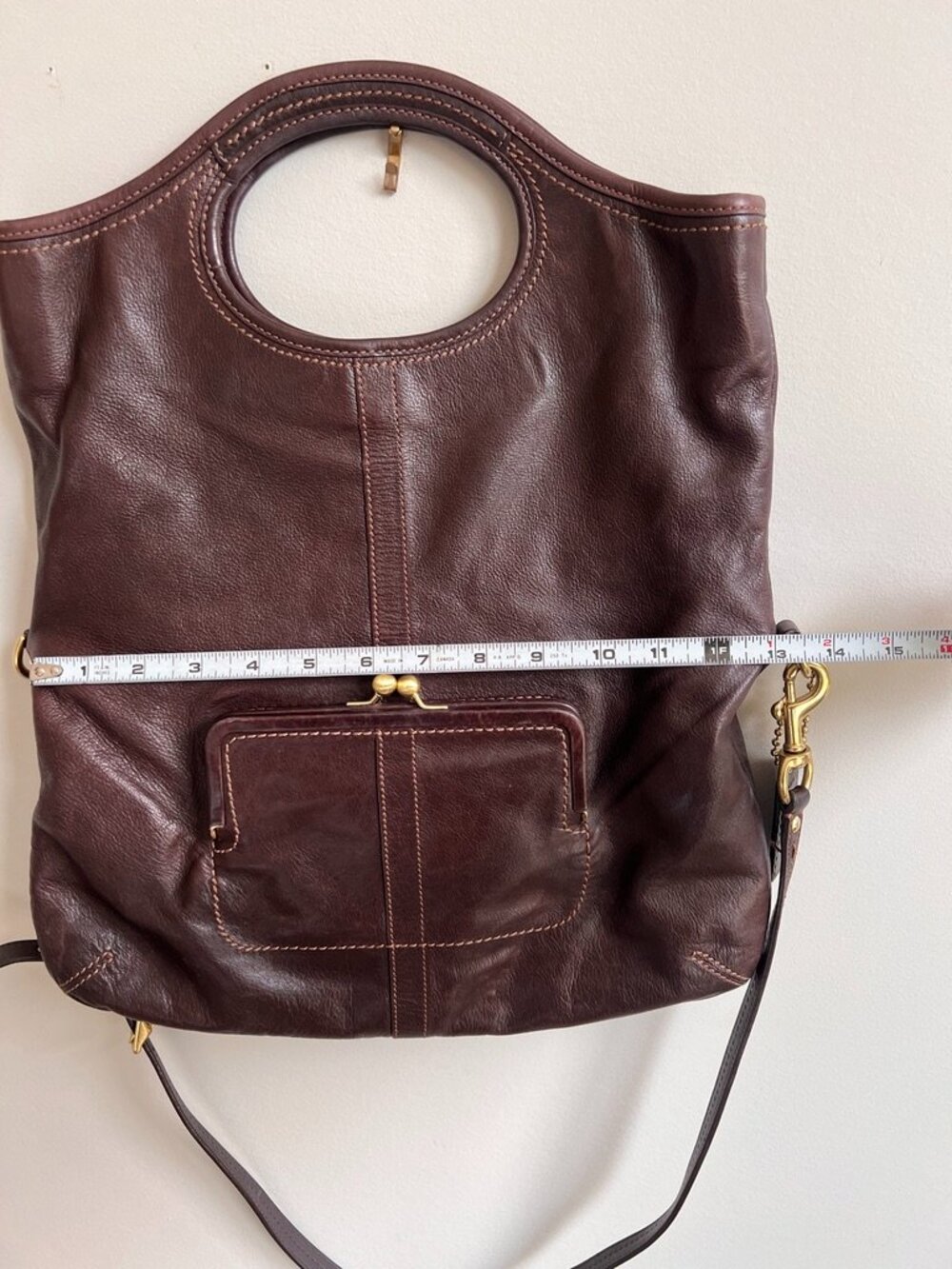 Coach Brown Leather Convertible Shoulder Bag Tote | Pink Lining | Brass Hardware - Picture 15 of 16